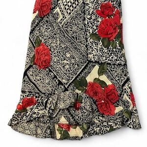 Lapis multicoloured midi skirt with roses and abstract print